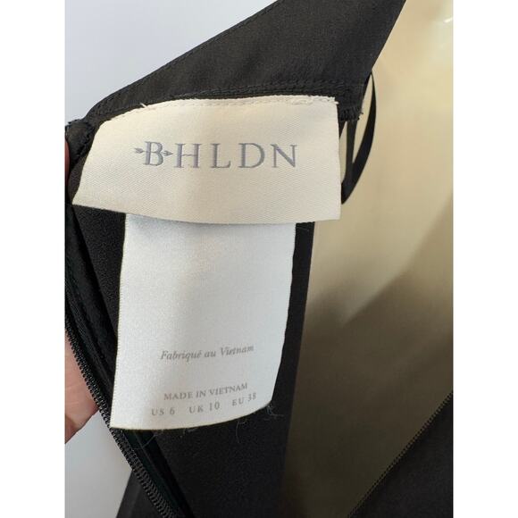 BHLDN Satin Cowl-Neck Midi Slip Dress Black Effortless Staple Tie Back Sz 6 - Picture 11 of 13
